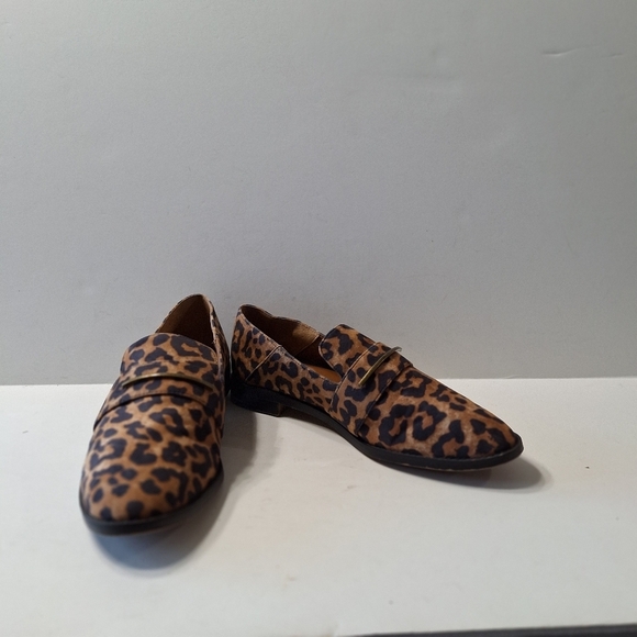 Franco Sarto Brown Black Harrow Leopard Print Preppy Slip On Loafers Size 7 - Picture 11 of 14
